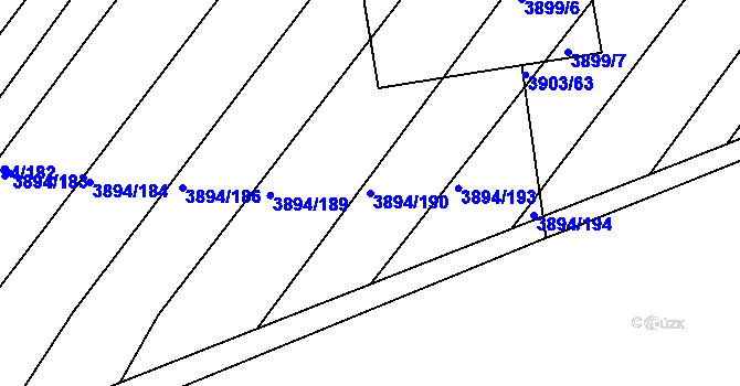 Parcela st. 3894/190 v KÚ Moravská Nová Ves, Katastrální mapa