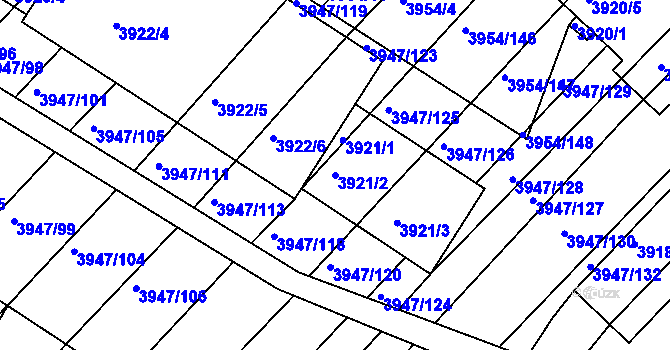Parcela st. 3921/2 v KÚ Moravská Nová Ves, Katastrální mapa