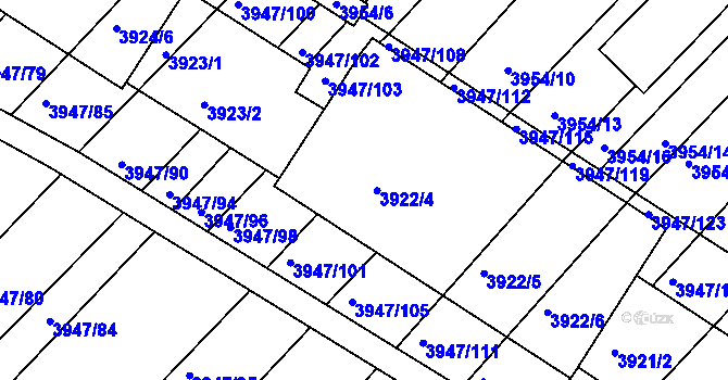 Parcela st. 3922/3 v KÚ Moravská Nová Ves, Katastrální mapa