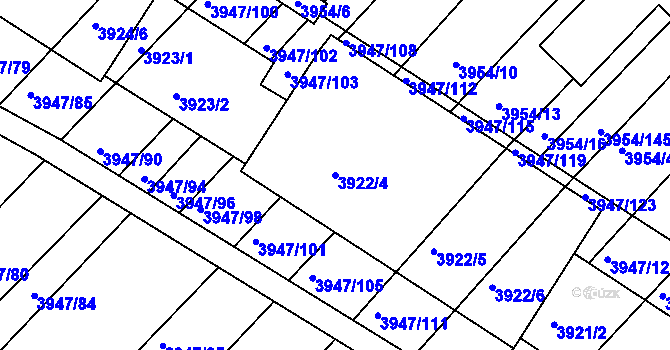 Parcela st. 3922/4 v KÚ Moravská Nová Ves, Katastrální mapa