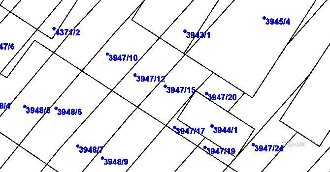 Parcela st. 3947/15 v KÚ Moravská Nová Ves, Katastrální mapa