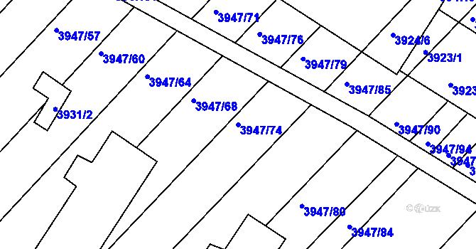 Parcela st. 3947/74 v KÚ Moravská Nová Ves, Katastrální mapa