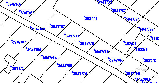 Parcela st. 3947/76 v KÚ Moravská Nová Ves, Katastrální mapa