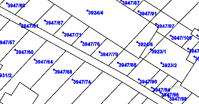 Parcela st. 3947/79 v KÚ Moravská Nová Ves, Katastrální mapa