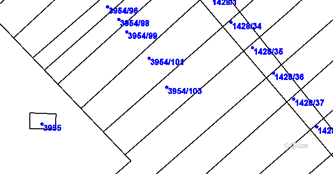 Parcela st. 3954/103 v KÚ Moravská Nová Ves, Katastrální mapa