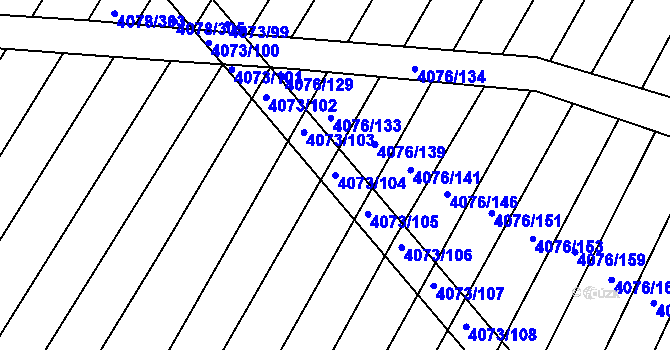Parcela st. 4073/104 v KÚ Moravská Nová Ves, Katastrální mapa