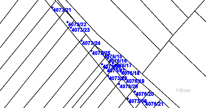 Parcela st. 4076/15 v KÚ Moravská Nová Ves, Katastrální mapa