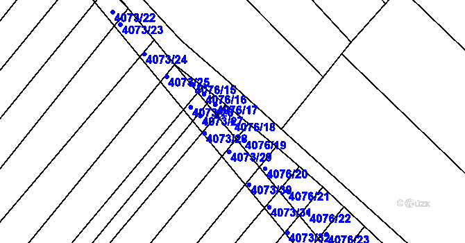 Parcela st. 4076/18 v KÚ Moravská Nová Ves, Katastrální mapa