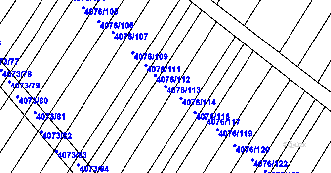 Parcela st. 4076/113 v KÚ Moravská Nová Ves, Katastrální mapa
