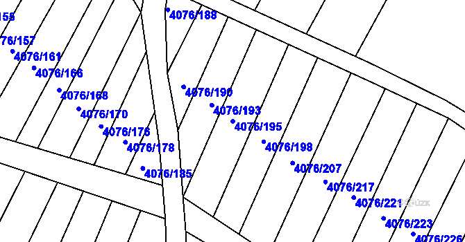 Parcela st. 4076/195 v KÚ Moravská Nová Ves, Katastrální mapa