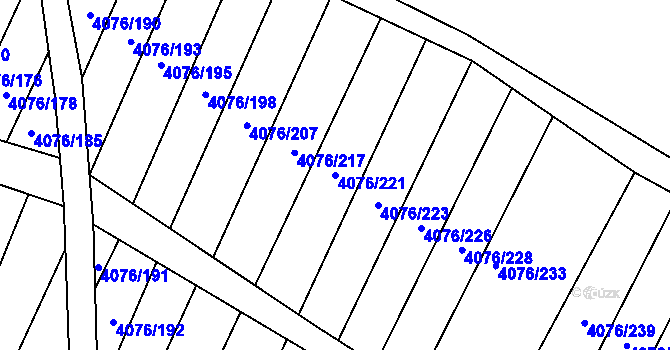 Parcela st. 4076/221 v KÚ Moravská Nová Ves, Katastrální mapa