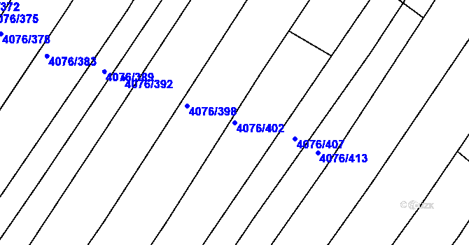 Parcela st. 4076/402 v KÚ Moravská Nová Ves, Katastrální mapa