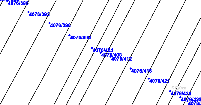Parcela st. 4076/408 v KÚ Moravská Nová Ves, Katastrální mapa