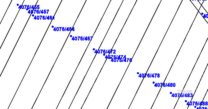 Parcela st. 4076/474 v KÚ Moravská Nová Ves, Katastrální mapa