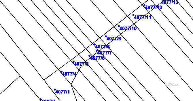 Parcela st. 4077/7 v KÚ Moravská Nová Ves, Katastrální mapa