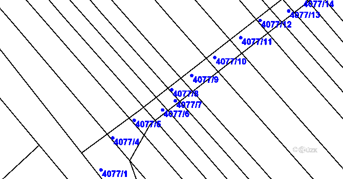 Parcela st. 4077/8 v KÚ Moravská Nová Ves, Katastrální mapa