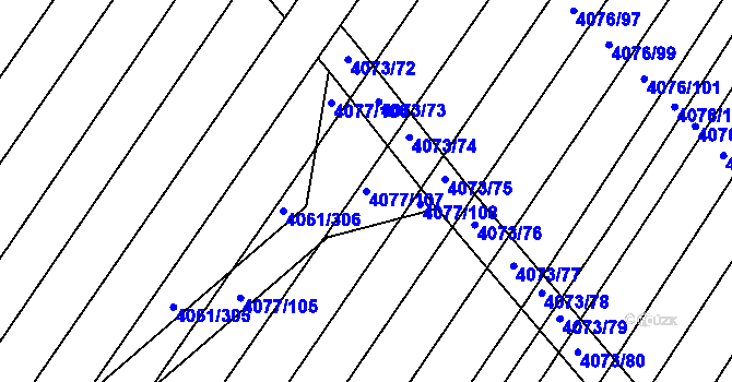 Parcela st. 4077/107 v KÚ Moravská Nová Ves, Katastrální mapa
