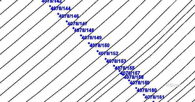 Parcela st. 4078/152 v KÚ Moravská Nová Ves, Katastrální mapa