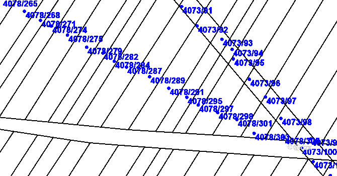 Parcela st. 4078/291 v KÚ Moravská Nová Ves, Katastrální mapa