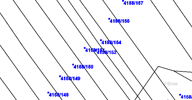 Parcela st. 4158/152 v KÚ Moravská Nová Ves, Katastrální mapa