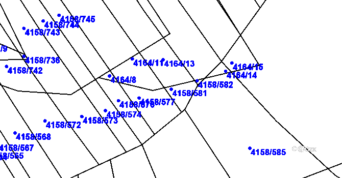 Parcela st. 4158/581 v KÚ Moravská Nová Ves, Katastrální mapa