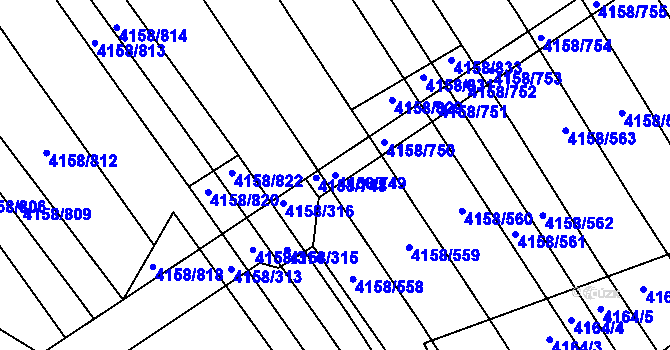 Parcela st. 4158/749 v KÚ Moravská Nová Ves, Katastrální mapa