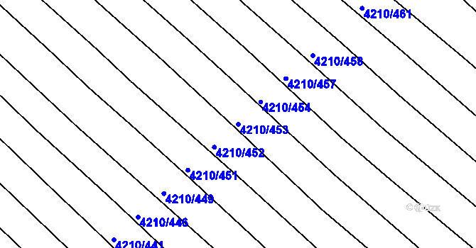 Parcela st. 4210/453 v KÚ Moravská Nová Ves, Katastrální mapa