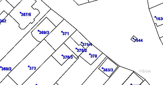 Parcela st. 375/1 v KÚ Moravská Nová Ves, Katastrální mapa