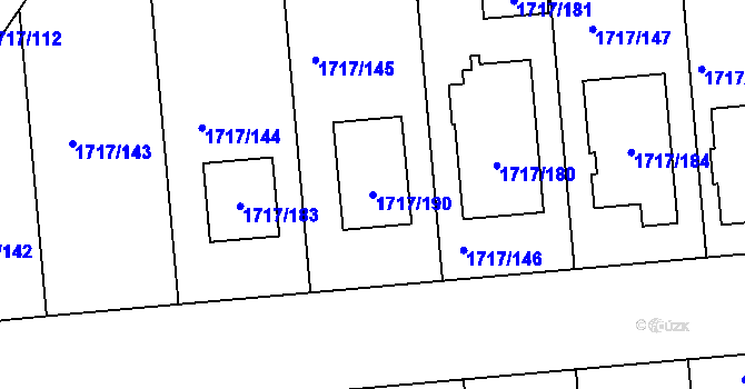 Parcela st. 1717/190 v KÚ Moravská Nová Ves, Katastrální mapa