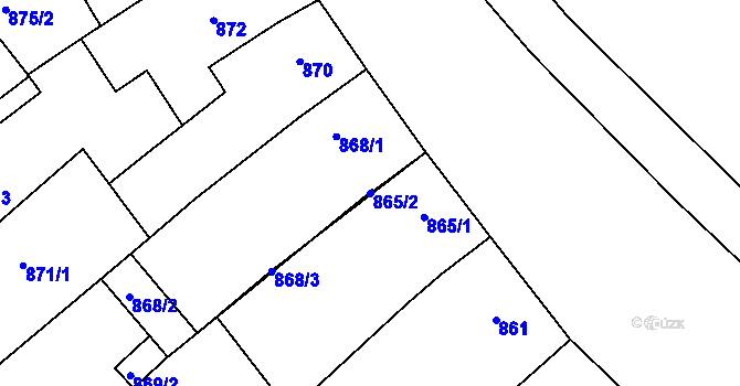 Parcela st. 865/2 v KÚ Moravská Nová Ves, Katastrální mapa