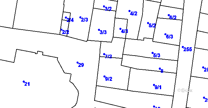 Parcela st. 7/2 v KÚ Moravská Třebová, Katastrální mapa