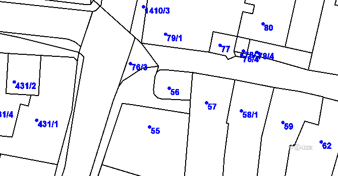 Parcela st. 56 v KÚ Moravská Třebová, Katastrální mapa
