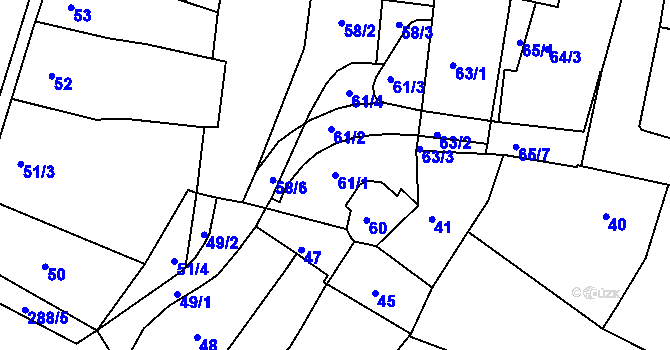 Parcela st. 61/1 v KÚ Moravská Třebová, Katastrální mapa