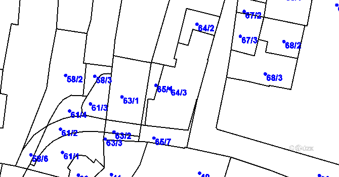 Parcela st. 64/3 v KÚ Moravská Třebová, Katastrální mapa