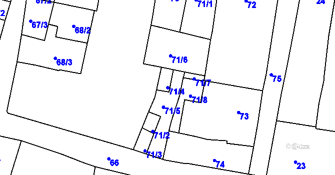 Parcela st. 71/4 v KÚ Moravská Třebová, Katastrální mapa