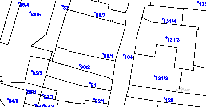 Parcela st. 90/1 v KÚ Moravská Třebová, Katastrální mapa