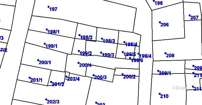 Parcela st. 199/3 v KÚ Moravská Třebová, Katastrální mapa