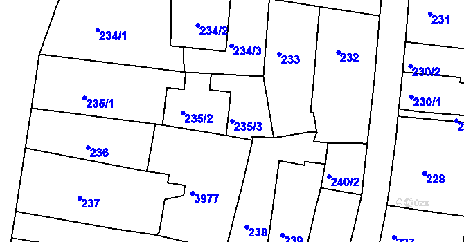 Parcela st. 235/3 v KÚ Moravská Třebová, Katastrální mapa