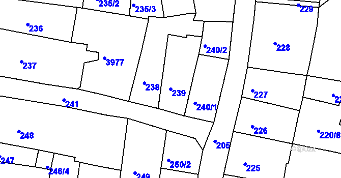 Parcela st. 239 v KÚ Moravská Třebová, Katastrální mapa