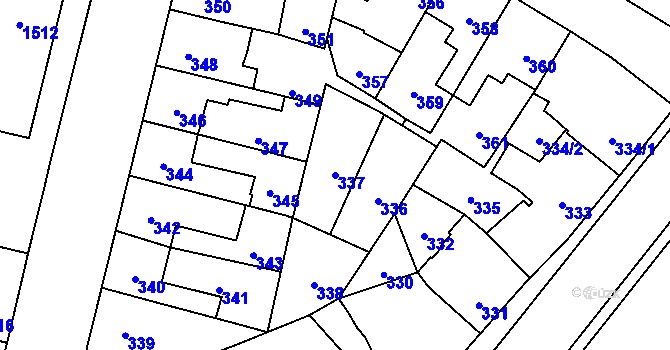 Parcela st. 337 v KÚ Moravská Třebová, Katastrální mapa