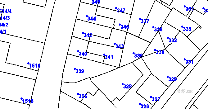 Parcela st. 341 v KÚ Moravská Třebová, Katastrální mapa