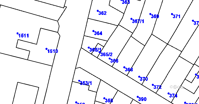 Parcela st. 365/2 v KÚ Moravská Třebová, Katastrální mapa