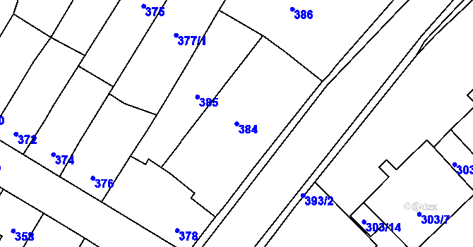 Parcela st. 384 v KÚ Moravská Třebová, Katastrální mapa