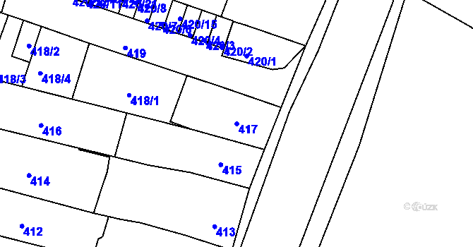 Parcela st. 417 v KÚ Moravská Třebová, Katastrální mapa