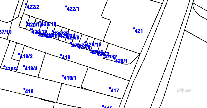 Parcela st. 420/2 v KÚ Moravská Třebová, Katastrální mapa