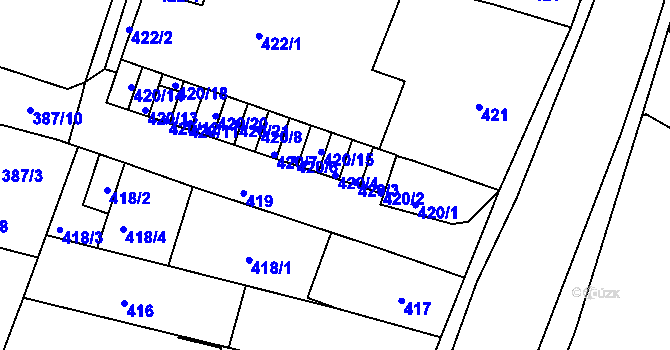 Parcela st. 420/4 v KÚ Moravská Třebová, Katastrální mapa
