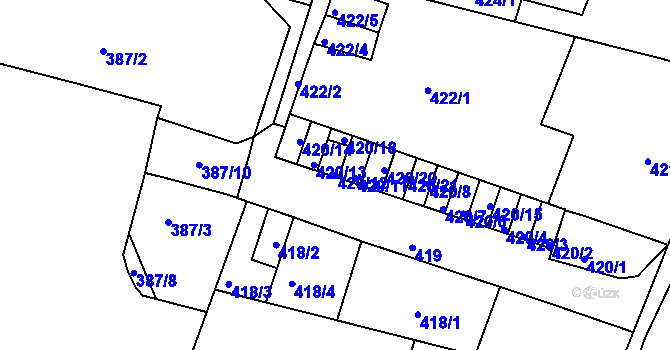 Parcela st. 420/12 v KÚ Moravská Třebová, Katastrální mapa