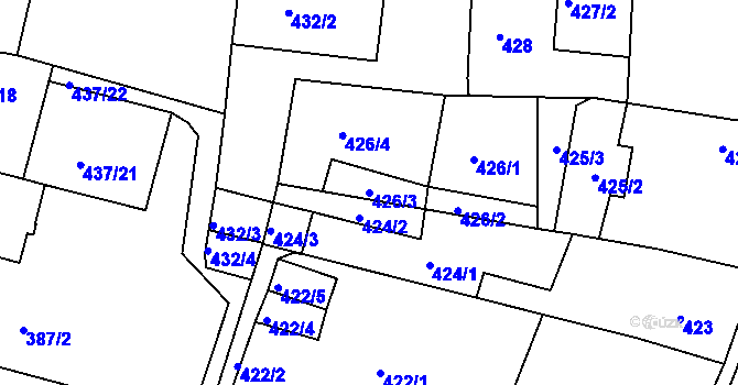 Parcela st. 426/3 v KÚ Moravská Třebová, Katastrální mapa