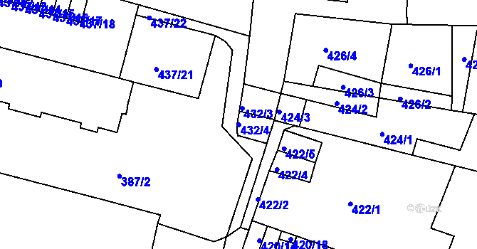 Parcela st. 432/4 v KÚ Moravská Třebová, Katastrální mapa