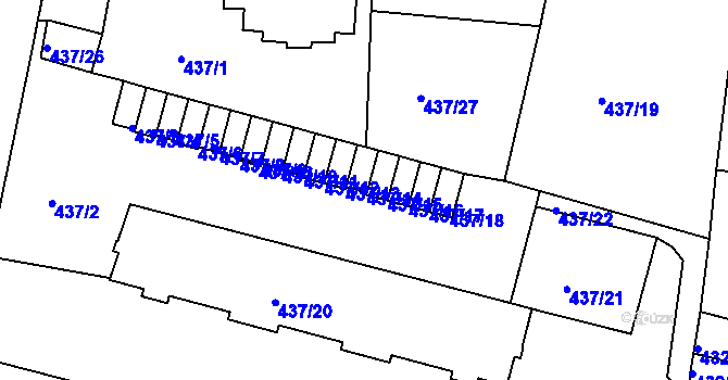 Parcela st. 437/14 v KÚ Moravská Třebová, Katastrální mapa